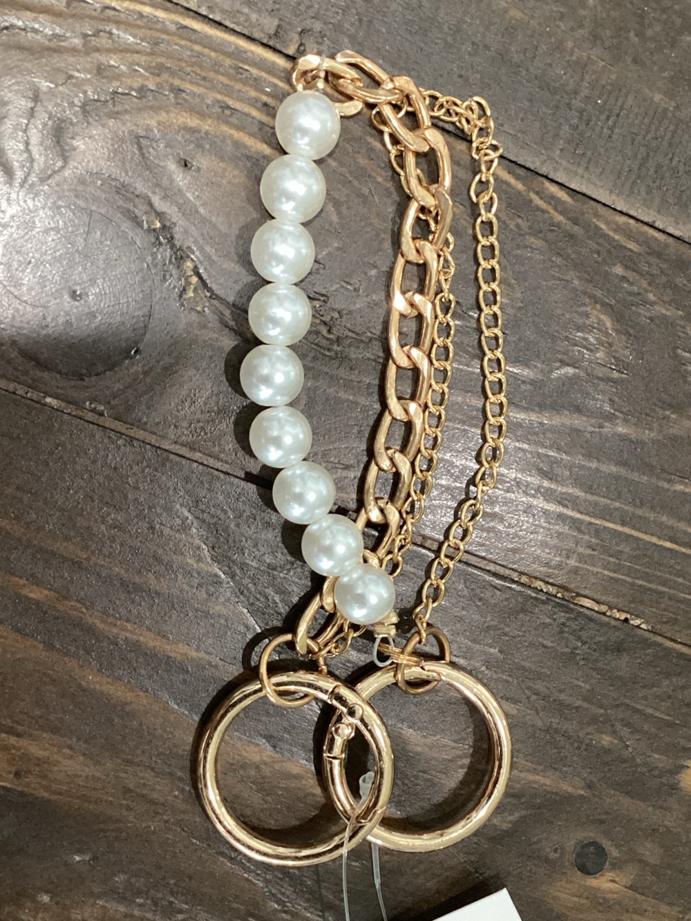 Gold-tone Pearl & Chain‎ Multi-Strand Bracelet